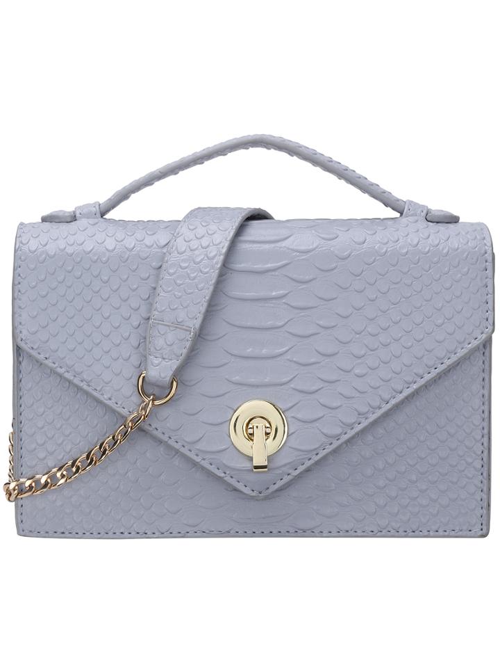 Shein Blue Crocodile Embossed Turnlock Flap Chain Bag