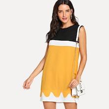 Shein Cut And Sew Scallop Trim Dress