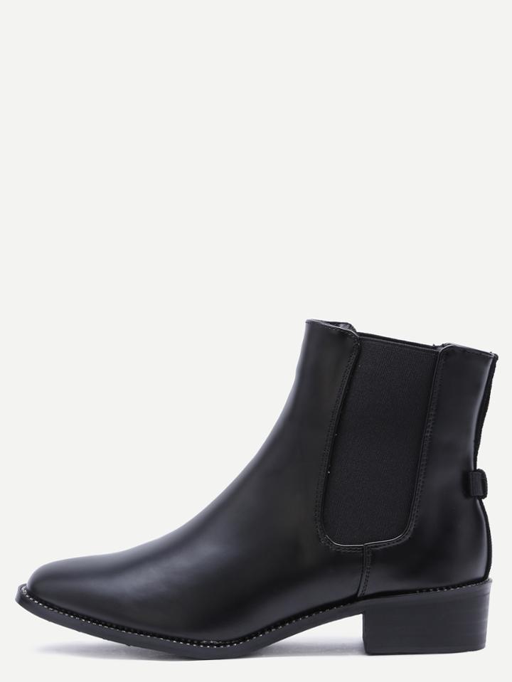Shein Black Faux Leather Elastic Booties