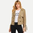 Shein Double Breasted Belted Short Trench Coat
