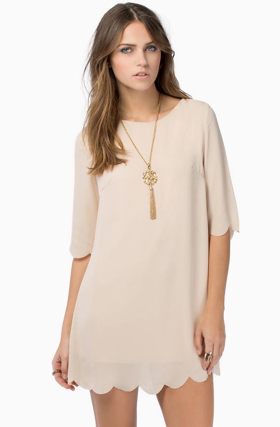 Shein Apricot Half Sleeve Shift Chiffon Dress