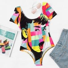Shein Short Sleeve Graphic Bodysuit