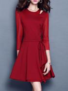 Shein Red Open Shoulder A-line Dress