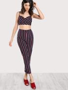 Shein Striped Bustier Cami Top & Pants Co-ord