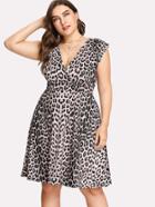 Shein Surplice Neckline Leopard Dress