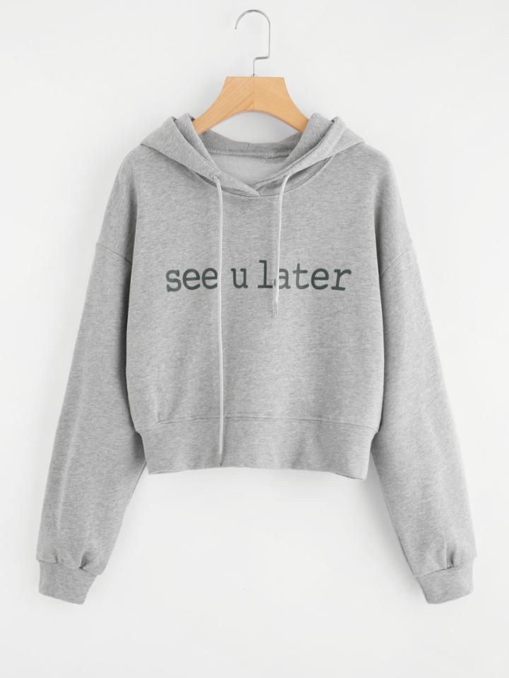 Shein Drop Shoulder Heather Knit Hoodie