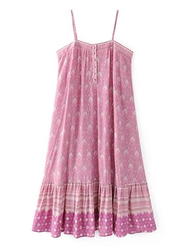 Shein Cami Straps Ruffle Hem Boho Dress