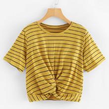 Shein Twist Striped Crop Tee