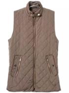 Shein Brown Sleeveless Quilting Diamond Patterned Vest