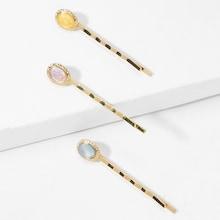 Shein Oval Stone Hair Clip 3pcs