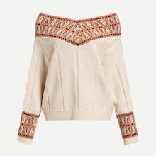Shein V Neck Geo Pattern Sweater