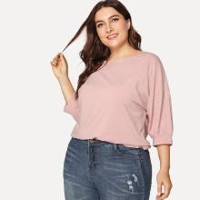 Shein Plus Bishop Sleeve Solid Top