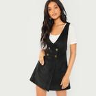 Shein Double Breasted Overlap Corduroy Dress