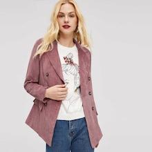 Shein Double Breasted Notch Collar Cord Blazer
