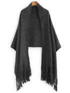 Shein Black Long Fringe Furry Plain Scarf