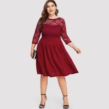 Shein Plus Lace Panel V Neckline Back Dress