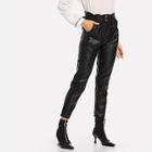Shein Solid Belted Pu Pants