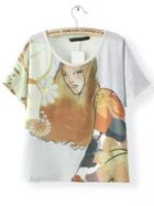 Shein Cartoon Print Split Side T-shirt