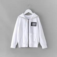 Shein Girls Patched Decoration Zip Up Hooded Jacket
