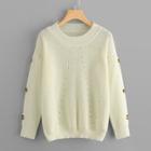 Shein Cut Out Button Detail Sweater