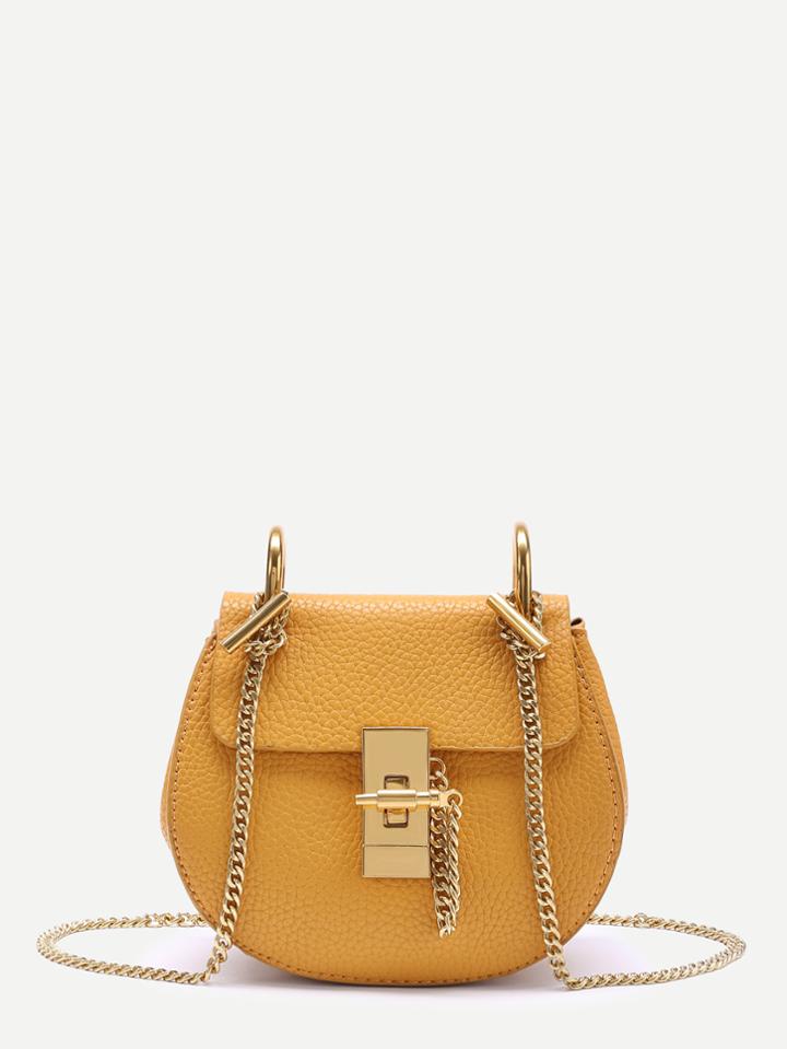 Shein Pu Crossbody Saddle Bag With Chain