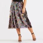 Shein Elastic Waist Sequin Fringe Skirt