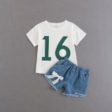 Shein Girls Letter Print Tee With Shorts