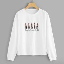 Shein Lipstick And Letter Print Sweatshirt