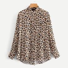 Shein Leopard Print Dip Hem Blouse