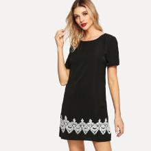 Shein Lace Appliques Short Sleeve Dress