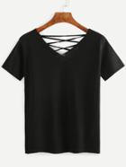 Shein Black Lace Up T-shirt