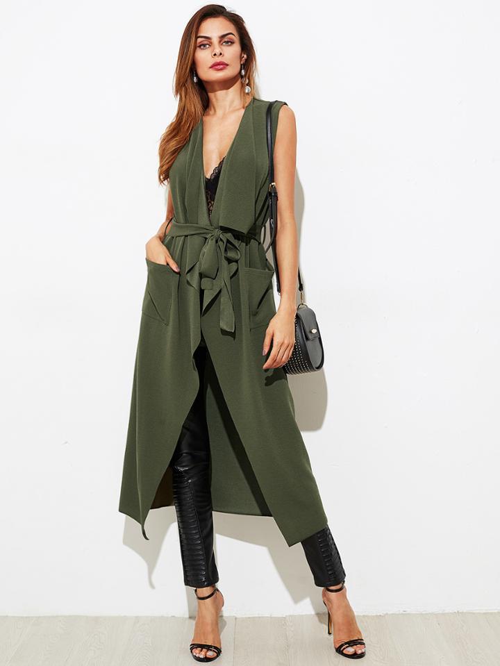 Shein Patch Pocket Detail Waterfall Vest