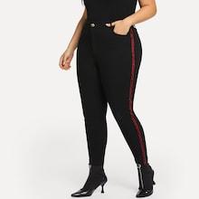 Shein Plus Contrast Tape Skinny Jeans