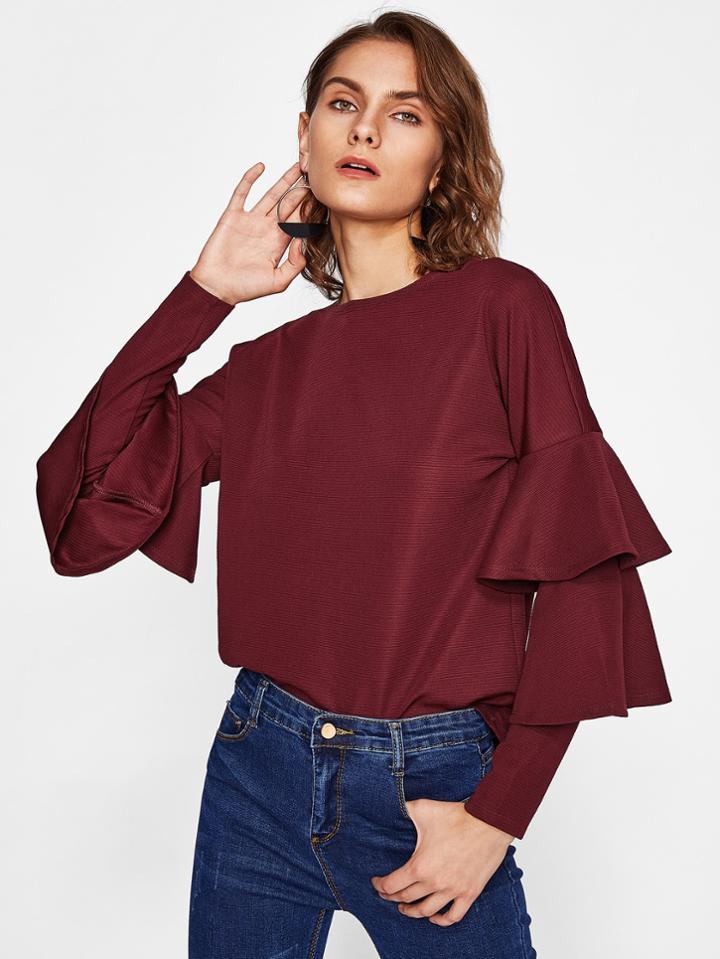 Shein Layered Flounce Sleeve Tunic Top