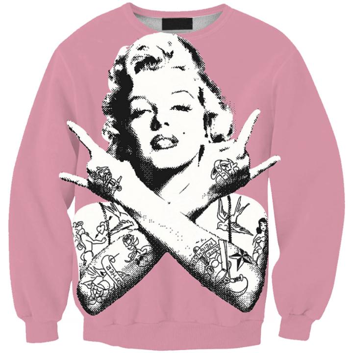 Shein 3d Digital Printing Rock Marilyn Monroe Sweatshirts