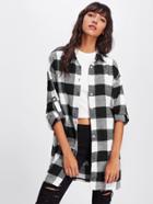 Shein Roll Tab Sleeve Button Up Plaid Shirt