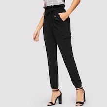 Shein Self Tie Ruffle Waist Tapered Pants