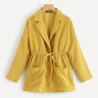 Shein Drop Shoulder Drawstring Waist Corduroy Coat