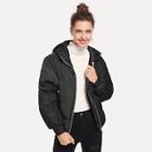 Shein Zip Up Raglan Sleeve Hooded Puffer Coat