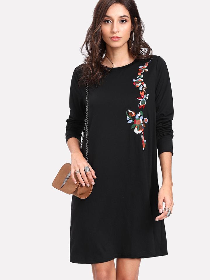 Shein Flower Embroidered Flowy Dress
