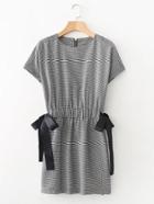 Shein Contrast Ribbon Houndstooth Dress