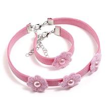 Shein Girls Flower Decorated Bracelet With Choker 2pcs