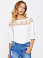 Shein Hollow Out Crochet Panel Tee