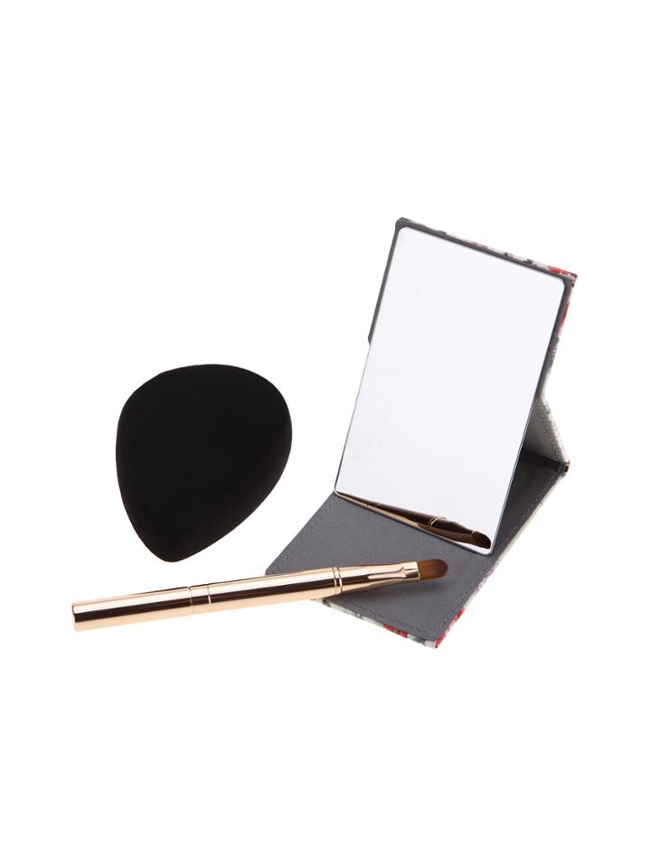 Shein Makeup Mirror Brush And Puff Set
