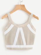 Shein Contrast Panel Zip Back Knit Top