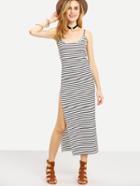 Shein High Slit Striped Long Cami Dress