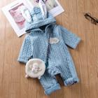 Shein Toddler Boys Patched Detail Hooded Jumpsuit Without Bag