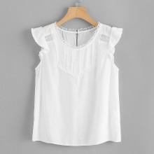Shein Lace Insert Ruffle Top