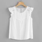 Shein Lace Insert Ruffle Top
