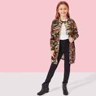 Shein Girls Button Up Camo And Floral Print Jacket